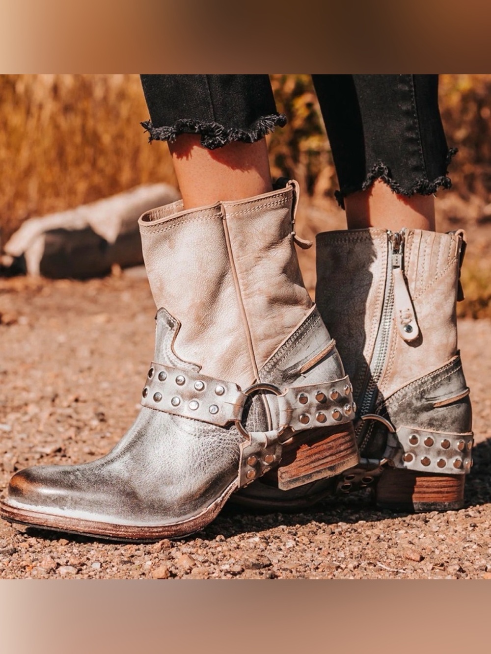 Freebird by Steven Silver Metallic Studded Ankle Boots